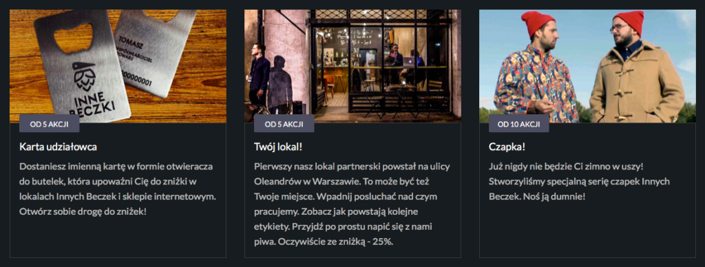 Nagrody oferowane w Akcji Browar przez Inne Beczki Nagrody oferowane w Akcji Browar przez Inne Beczki